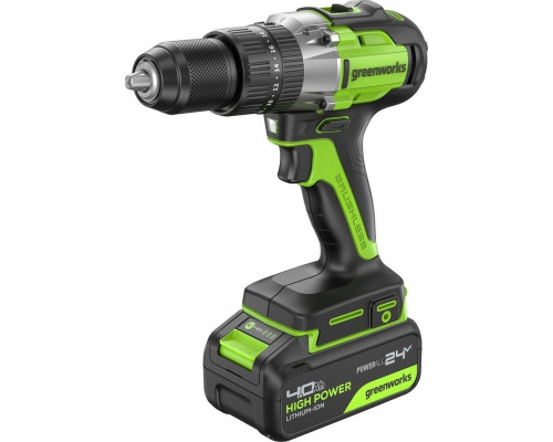 Дрель-шуруповерт аккумуляторная GREENWORKS GD24DD60 ударная, 24V, АКБ 4Ач и ЗУ 3704107CUB