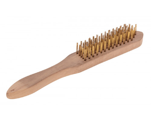 Щетка Kranz KR-91-1258 по металлу с деревянной ручкой, 5 рядов, 280мм