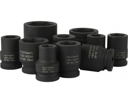 Набор ударных головок 3/4" WiederKraft WDK-760 17-46 мм, 10 предметов