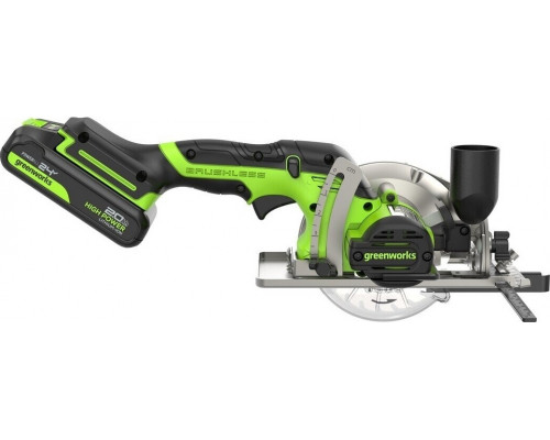 Пила циркулярная аккумуляторная GREENWORKS G24MCS 24V, АКБ 2Ач и ЗУ 1501207CUA