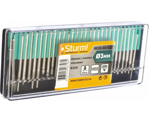 Набор шарошек фрез для гравера Sturm 9030-02-S2 хвостовик 3мм (30 шт.)