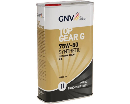 Масло трансмиссионное GNV Top Gear G Synthetic 75W80 GL-4 1 л (металл. канистра) GTG1G72015G40007580001