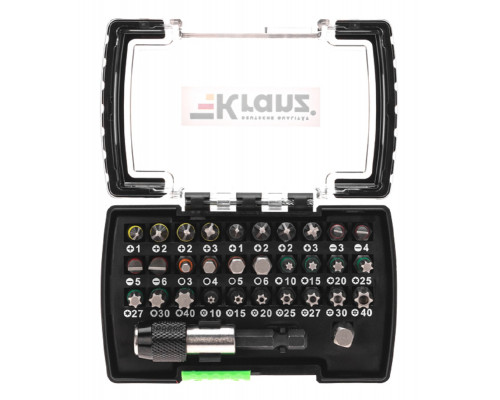 Набор бит Kranz KR-92-0464 с магнитным держателем, пластиковый кейс, 32 шт.