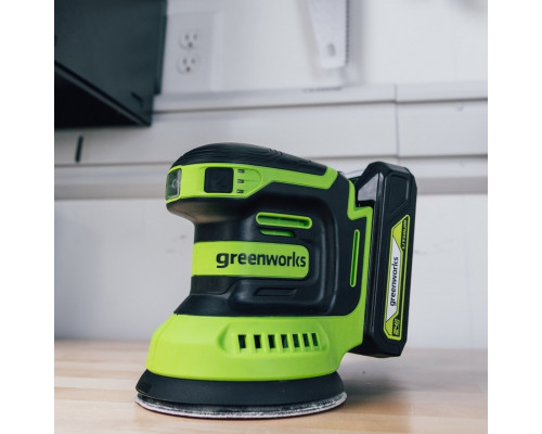 Виброшлифмашина эксцентриковая аккумуляторная GREENWORKS OS325 24V, АКБ 2Ач и ЗУ 3100907CUA