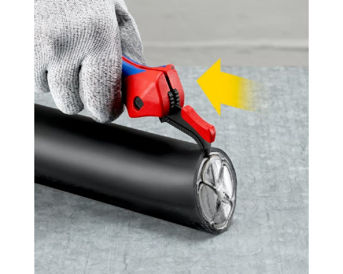 Нож для снятия изоляции KNIPEX KN-1650145SB с пяткой и трещоткой, 146 мм, 2К ручка