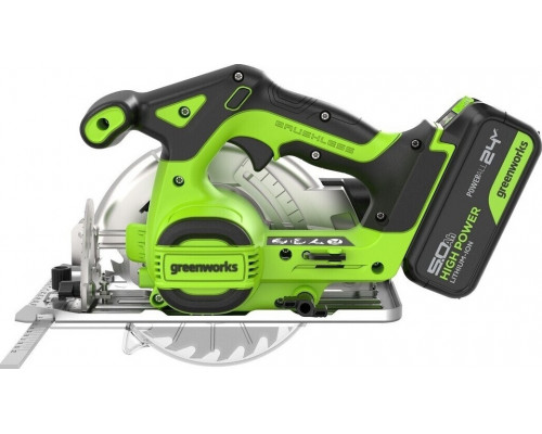 Пила циркулярная аккумуляторная GREENWORKS GD24CS165 24V, АКБ 5Ач и ЗУ 1501607CUG
