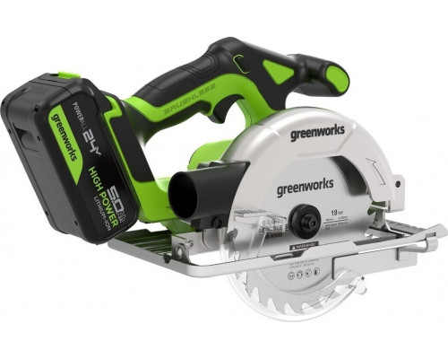 Пила циркулярная аккумуляторная GREENWORKS GD24CS165 24V, АКБ 5Ач и ЗУ 1501607CUG
