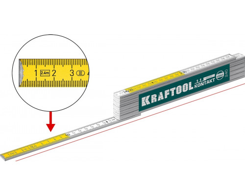 Метр складной KRAFTOOL PRO-90 Kontakt 2.4 м, деревянный 34729