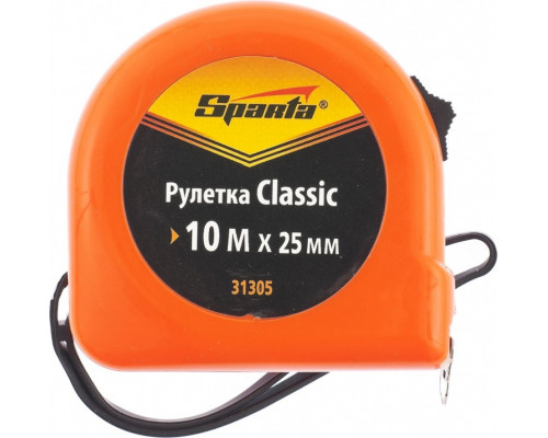 Рулетка Sparta Classic, 10 мх25 мм пластиковый корпус// 31305