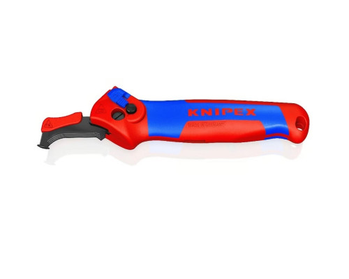 Нож для снятия изоляции KNIPEX KN-1650145SB с пяткой и трещоткой, 146 мм, 2К ручка