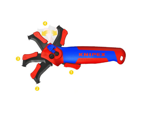 Нож для снятия изоляции KNIPEX KN-1650145SB с пяткой и трещоткой, 146 мм, 2К ручка