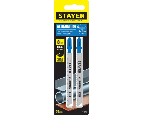 Пилки по металлу STAYER T127D 75мм, 2шт. 159952-3_z02