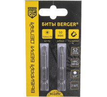 Бита для заворачивания BERGER BG2416 TORX T27Hx50мм c отверстием 2 шт., S2