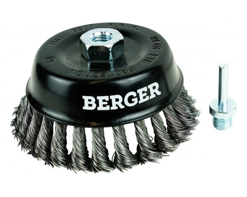 Щетка обдирочная для дрели BERGER BG1745 витая оцинкованная сталь 0.5 мм, d 125 мм, M14 + х