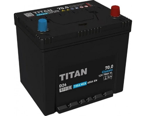 Аккумулятор Titan Classic D26 6СТ-70.0 VL 600А