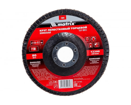 Круг лепестковый MATRIX P 80, 125х22,2 мм торцевой 74044