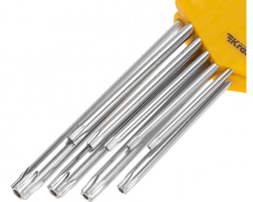 Набор ключей шестигранных Kranz KR-12-5221 Tamper-Torx, 9 шт., TT10-TT50, закаленные, удлиненные