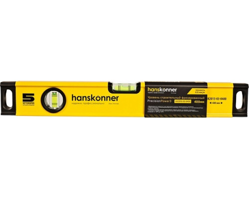 Уровень строительный алюминиевый HANSKONNER HK2015-03-0400, 400 мм