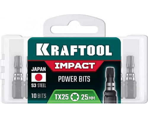 Бита для заворачивания KRAFTOOL Impact TX 25 ударная 25 мм, 10 шт. 26195-25-25-S10