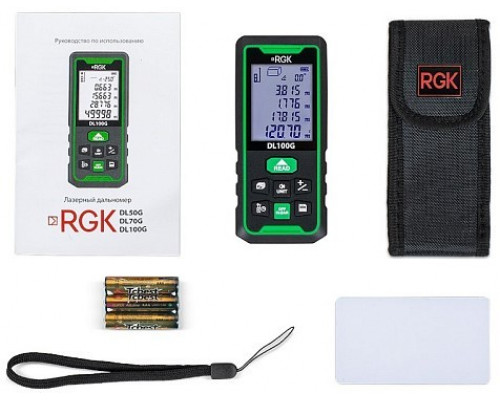Лазерный дальномер RGK DL100G зеленый луч с угломером 778190