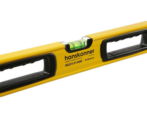 Уровень строительный HANSKONNER HK2015-01-0600 алюминиевый 600 мм, 3 колбы, магнит