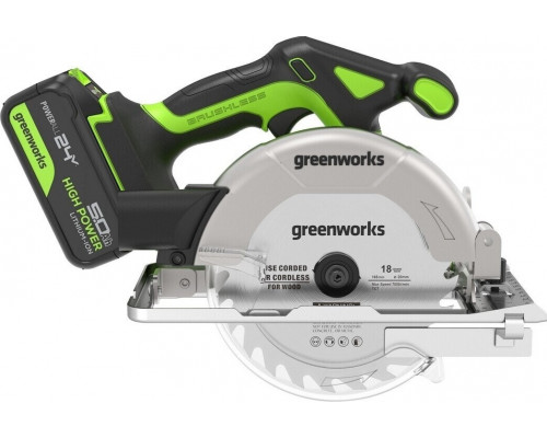 Пила циркулярная аккумуляторная GREENWORKS GD24CS165 24V, АКБ 5Ач и ЗУ 1501607CUG