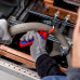 Нож для снятия изоляции KNIPEX KN-1650145SB с пяткой и трещоткой, 146 мм, 2К ручка