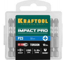 Бита для заворачивания KRAFTOOL IMPACT PRO PH 3, 50 мм, 10 шт, ударные 26191-3-50-S10