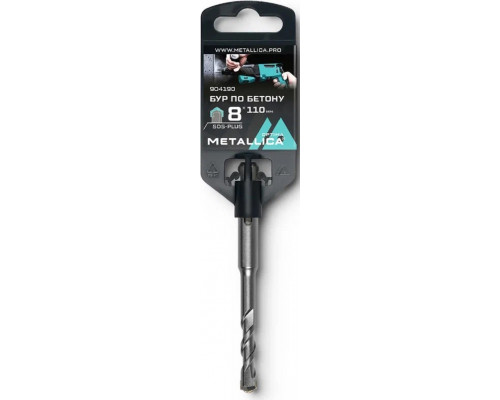 Бур SDS-plus METALLICA Optima 8х110/50 мм по бетону напайка с центром, 2 спирали 904190