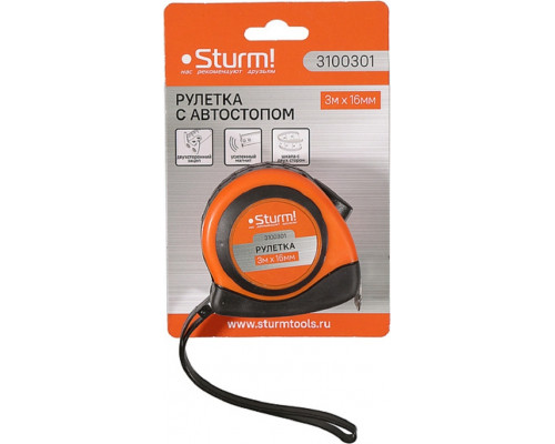 Рулетка Sturm 3 100 301, 3 м х 16 мм