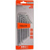 Набор ключей TORX Sturm 1045-04-9x9-TL имбусовые Cr-V, T9-T50, длинные, 9 шт.