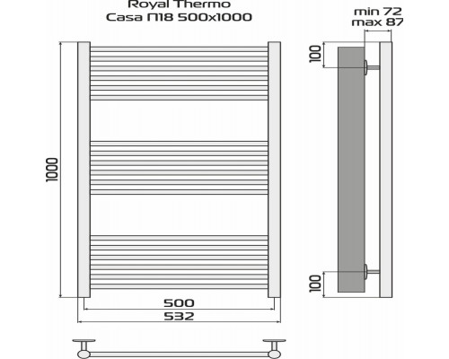 Полотенцесушитель ROYAL THERMO Casa black П18 500х1000 НС-1434007