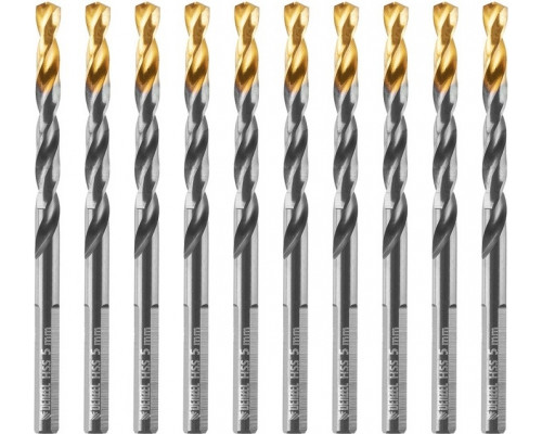 Сверло по металлу Denzel HSS-Tin, Golden Tip 5 мм, 10 шт 717213