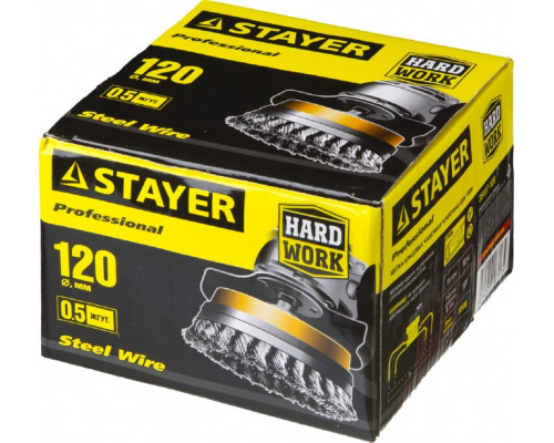 Щетка для УШМ STAYER PROFESSIONAL чашечная усиленная жгутированная стальная проволок 35137-120