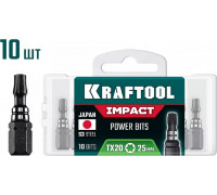 Бита для заворачивания KRAFTOOL Impact TX 20 ударная 25 мм, 10 шт. 26195-20-25-S10