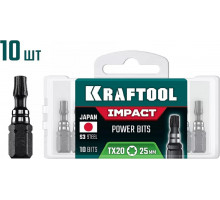 Бита для заворачивания KRAFTOOL Impact TX 20 ударная 25 мм, 10 шт. 26195-20-25-S10
