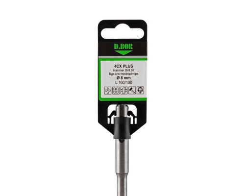 Бур SDS-plus D.BOR 8х 100/160 мм 4CX PLUS 4-cutting D-4XPD08L0160