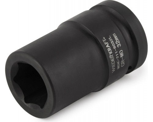 Ударная головка глубокая 6-гранная 1" 32 мм WiederKraft WDK-711-8032L
