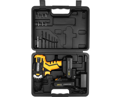 Дрель-шуруповерт аккумуляторная DEKO Banger 20V ONE SET1 в кейсе, 2х1.5Ач 083-1110