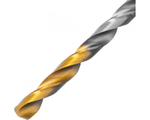 Сверло по металлу DENZEL Р6М5, Golden Tip спиральное 4,5x80мм 718231