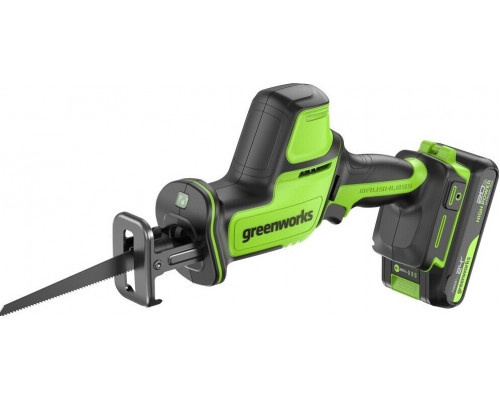 Пила сабельная аккумуляторная GREENWORKS GPT-CRS-25 24V, АКБ 2Ач и ЗУ 1200507CUA