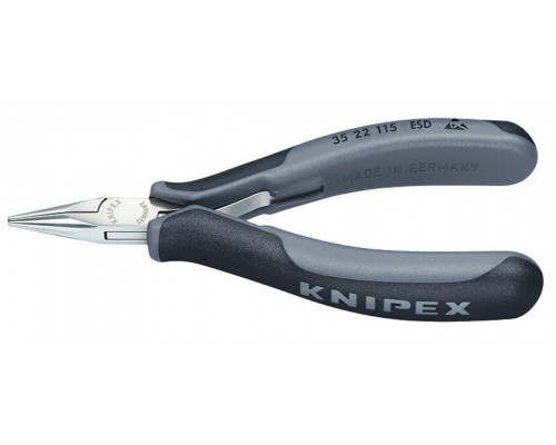 Плоскогубцы KNIPEX KN-3522115ESDSB захватные для электроники ESD, плоскокруглые губки