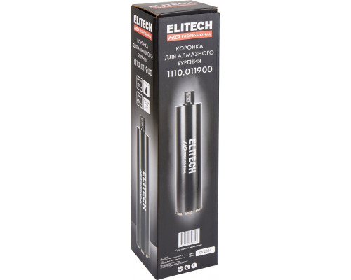 Алмазная коронка для мокрого сверления ELITECH 1110.011900 HD с охлаждением, 102х450, 1 1/4