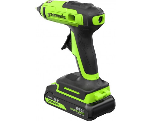Пистолет клеевой аккумуляторный GREENWORKS G24GLG 24V, АКБ 2Ач и ЗУ 3502207CUA