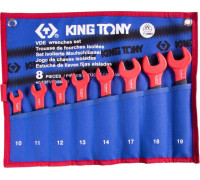 Набор рожковых диэлектрических ключей KING TONY 12FVE08MRN 10-19 мм, чехол из теторона, 8 предметов