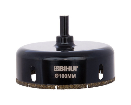 Алмазная коронка для мокрого сверления BIHUI 100 х 25мм по стеклу и керамике DBW100