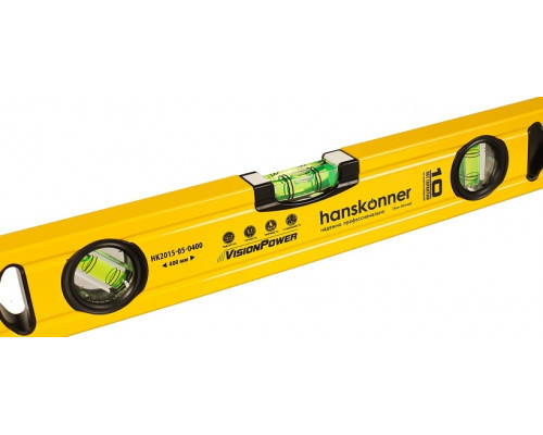 Уровень строительный алюминиевый HANSKONNER HK2015-05-0400, 400 мм