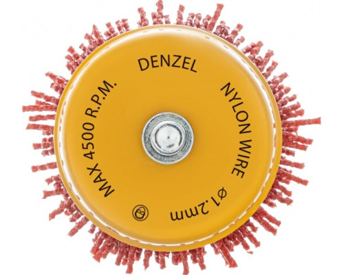Щетка обдирочная для дрели Denzel 74435 65 мм, чашка, со шпилькой, нейлоновая щетина