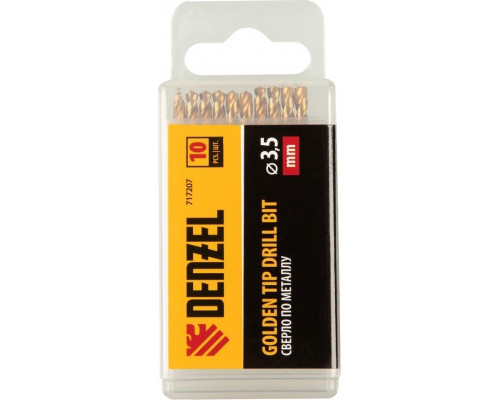 Сверло по металлу Denzel HSS-Tin, Golden Tip 3,5 мм, 10 шт 717207