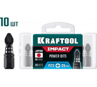 Бита для заворачивания KRAFTOOL Impact PZ 2 ударная 25 мм, 10 шт. 26193-2-25-S10